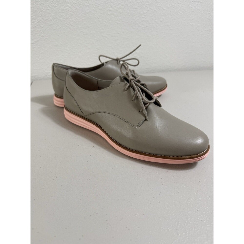 Cole Haan Original Grand Oxford Women’s 9.5B Gray Leather Pink Sole W17145 New